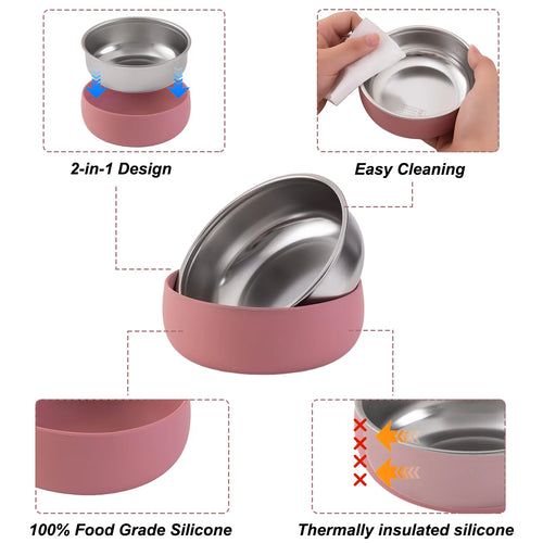 ColorKids — 2pc Stainless Steel Bowl Set BPA-Free (Non-Toxic)